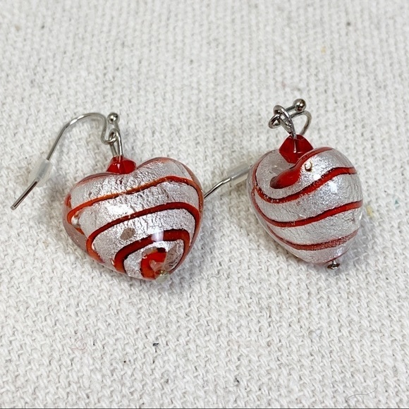 Glass Puffy Heart Earrings - Picture 3 of 5